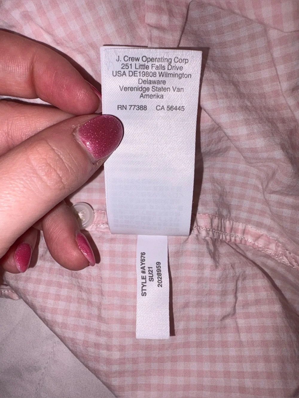 J.Crew Classic-Fit Ruffleneck Gingham Shirt Pink – Size 4